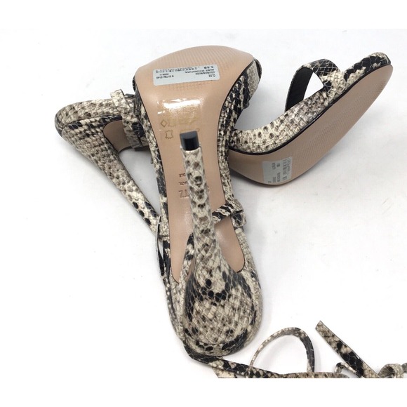 Schutz Cloe Women's Size 5.5 B Natural Snake-Printed Leather Sandals Shoes - Picture 7 of 7
